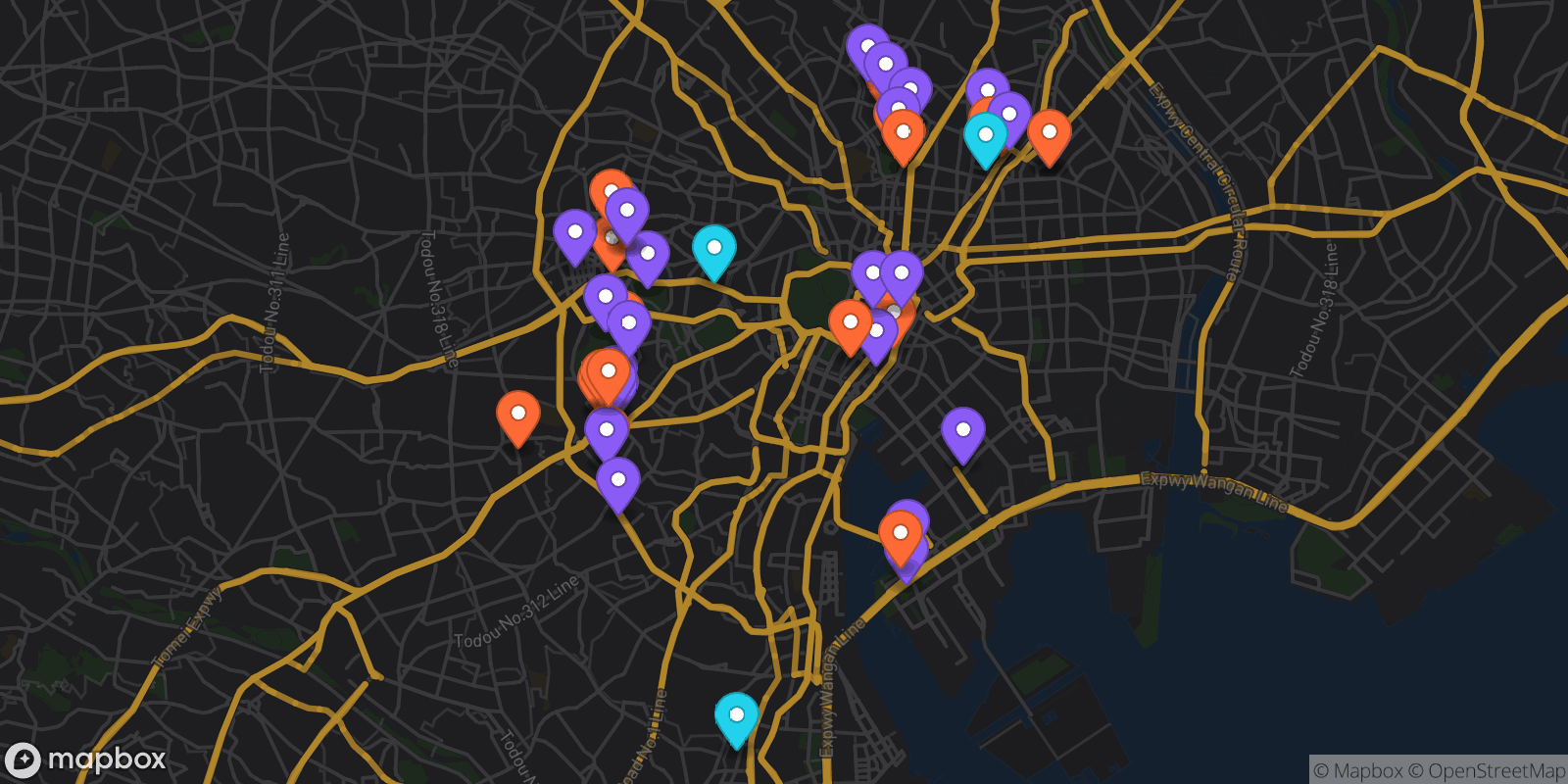 Map showing 48 locations