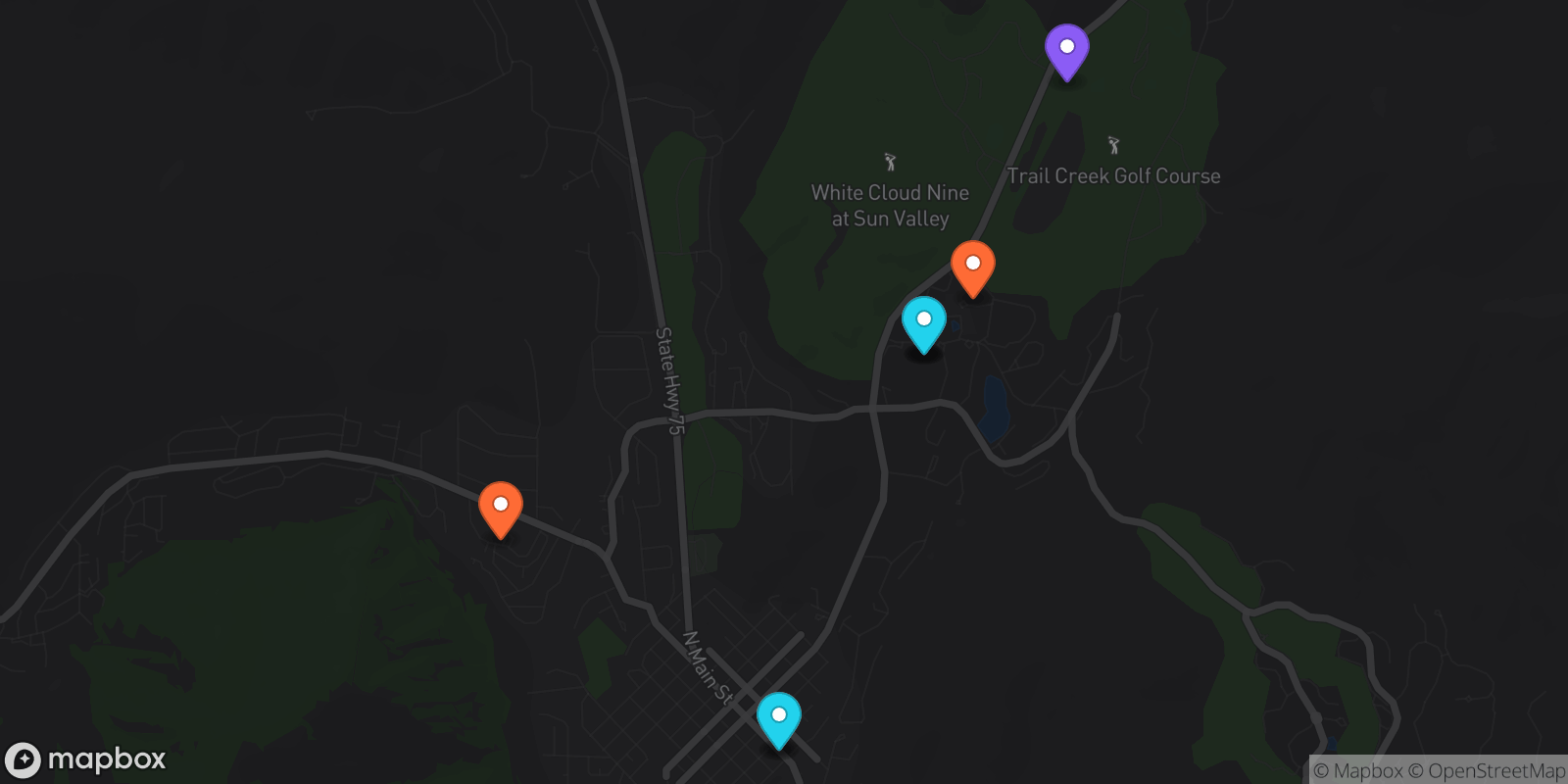 Map showing 8 locations