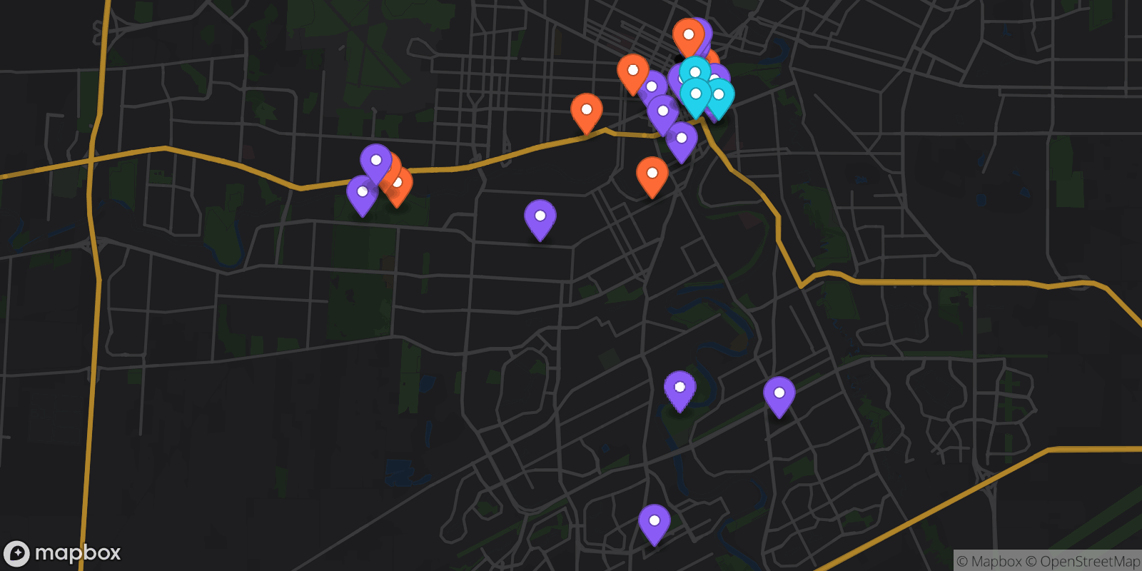 Map showing 37 locations