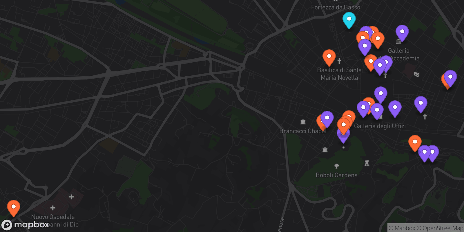 Map showing 29 locations