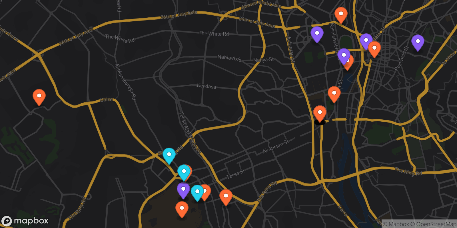 Map showing 33 locations