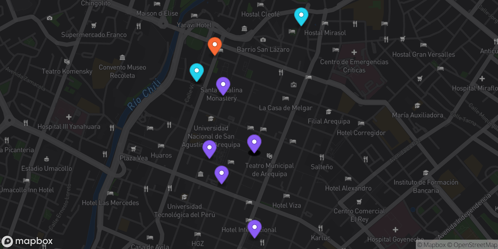 Map showing 17 locations