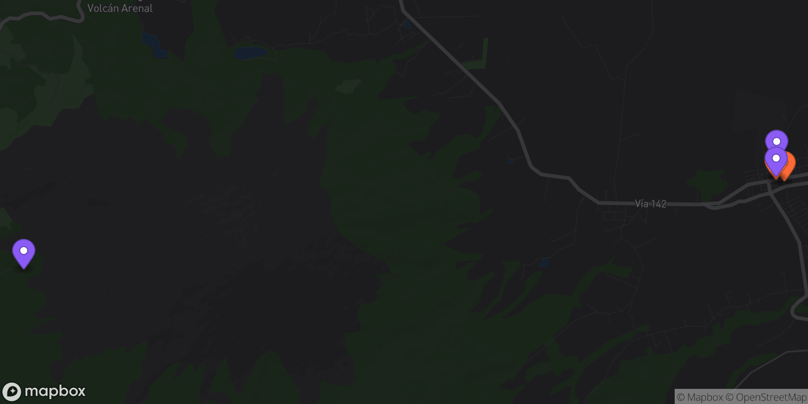 Map showing 5 locations
