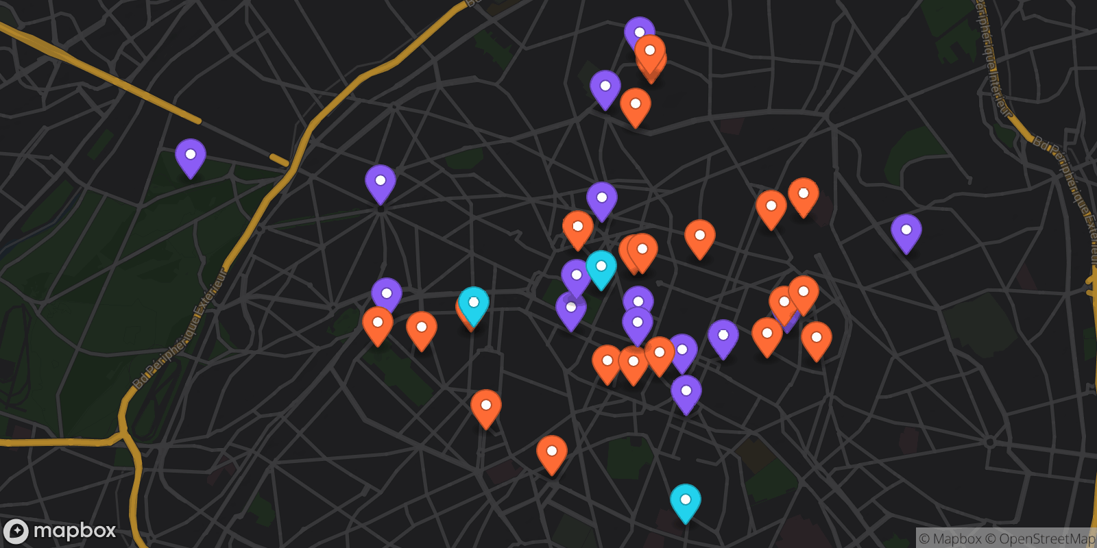 Map showing 39 locations