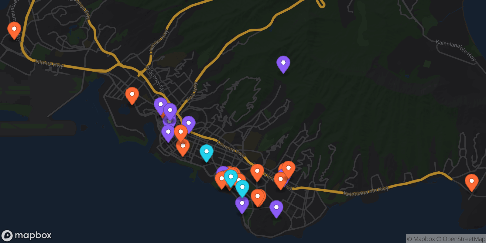 Map showing 36 locations