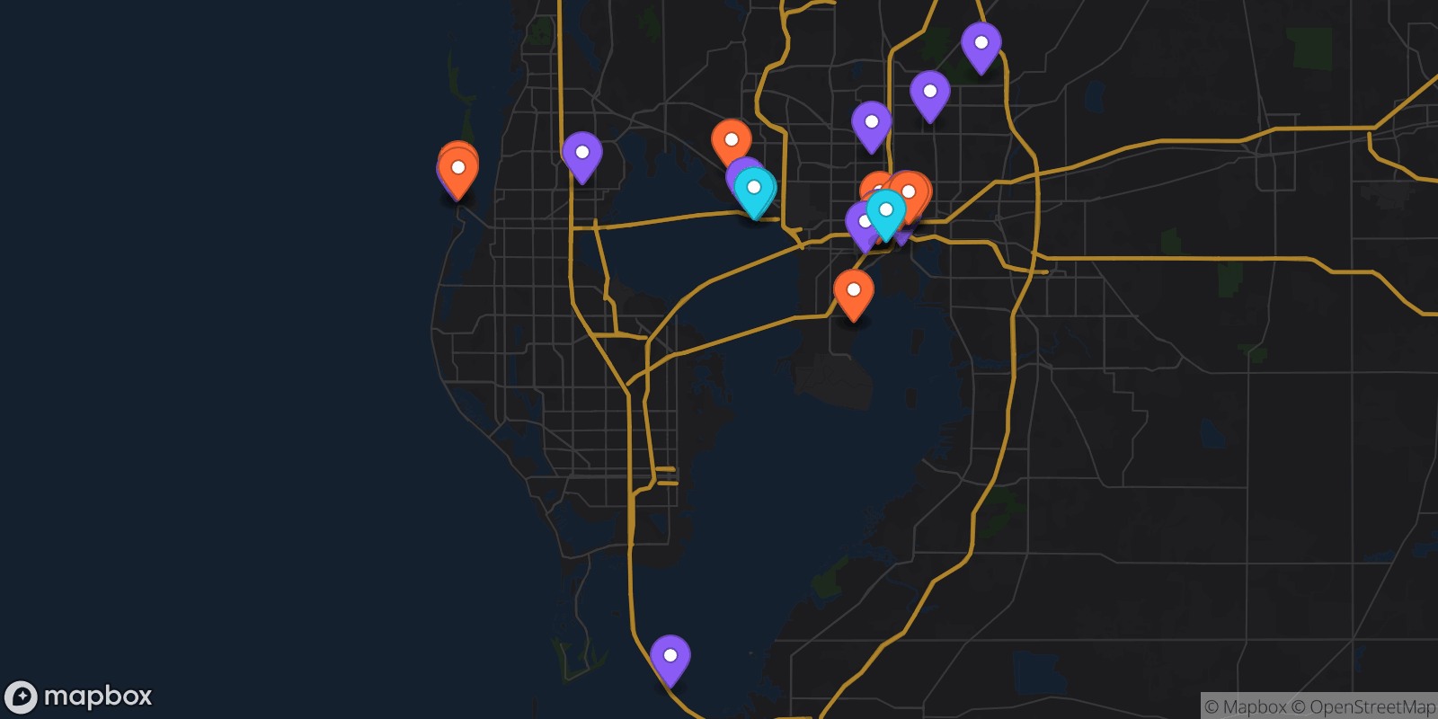 Map showing 27 locations
