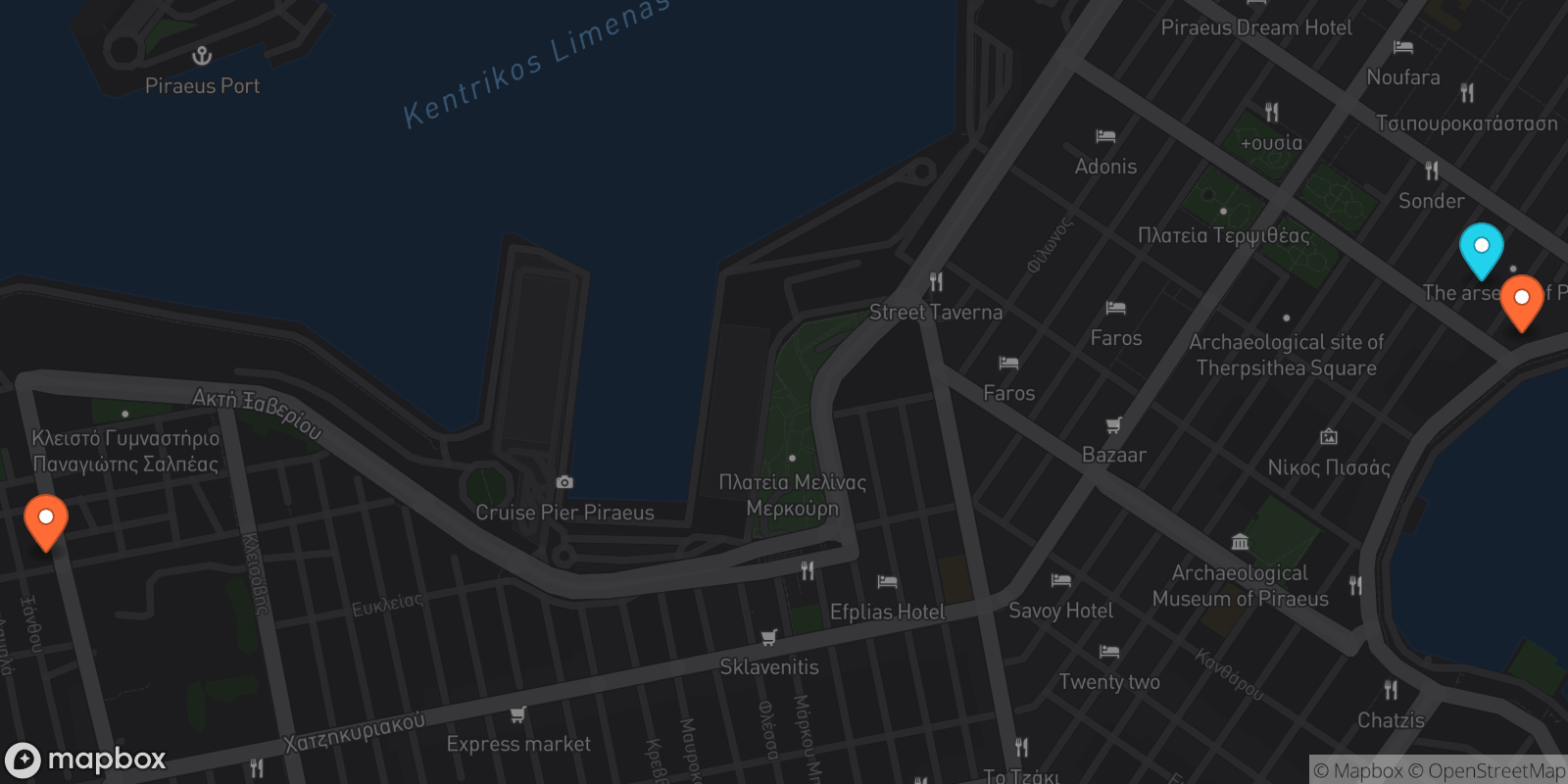 Map showing 3 locations