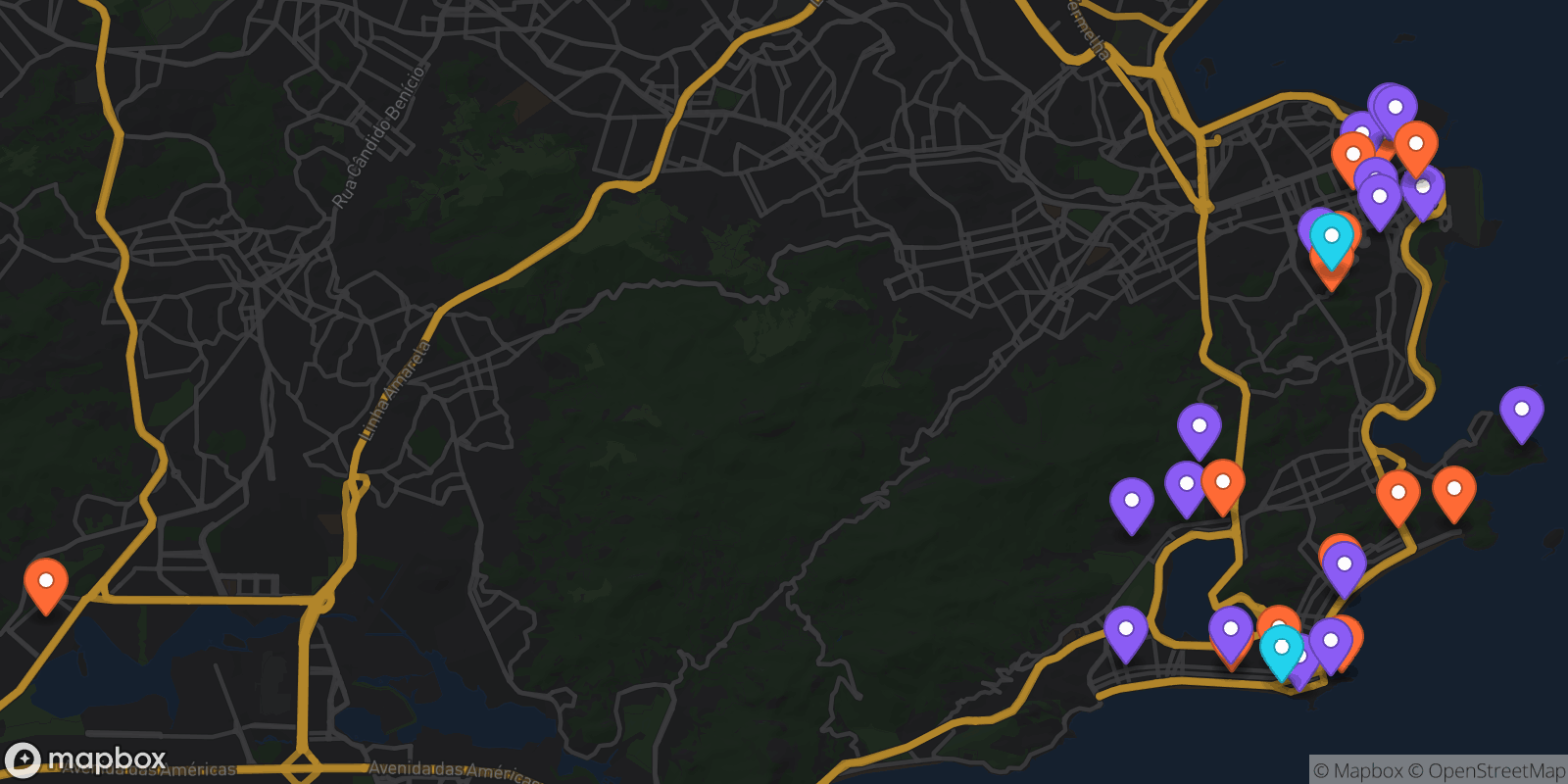 Map showing 32 locations