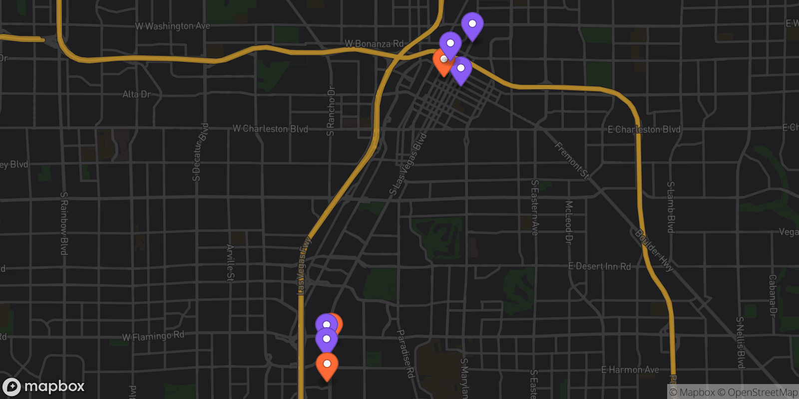 Map showing 8 locations