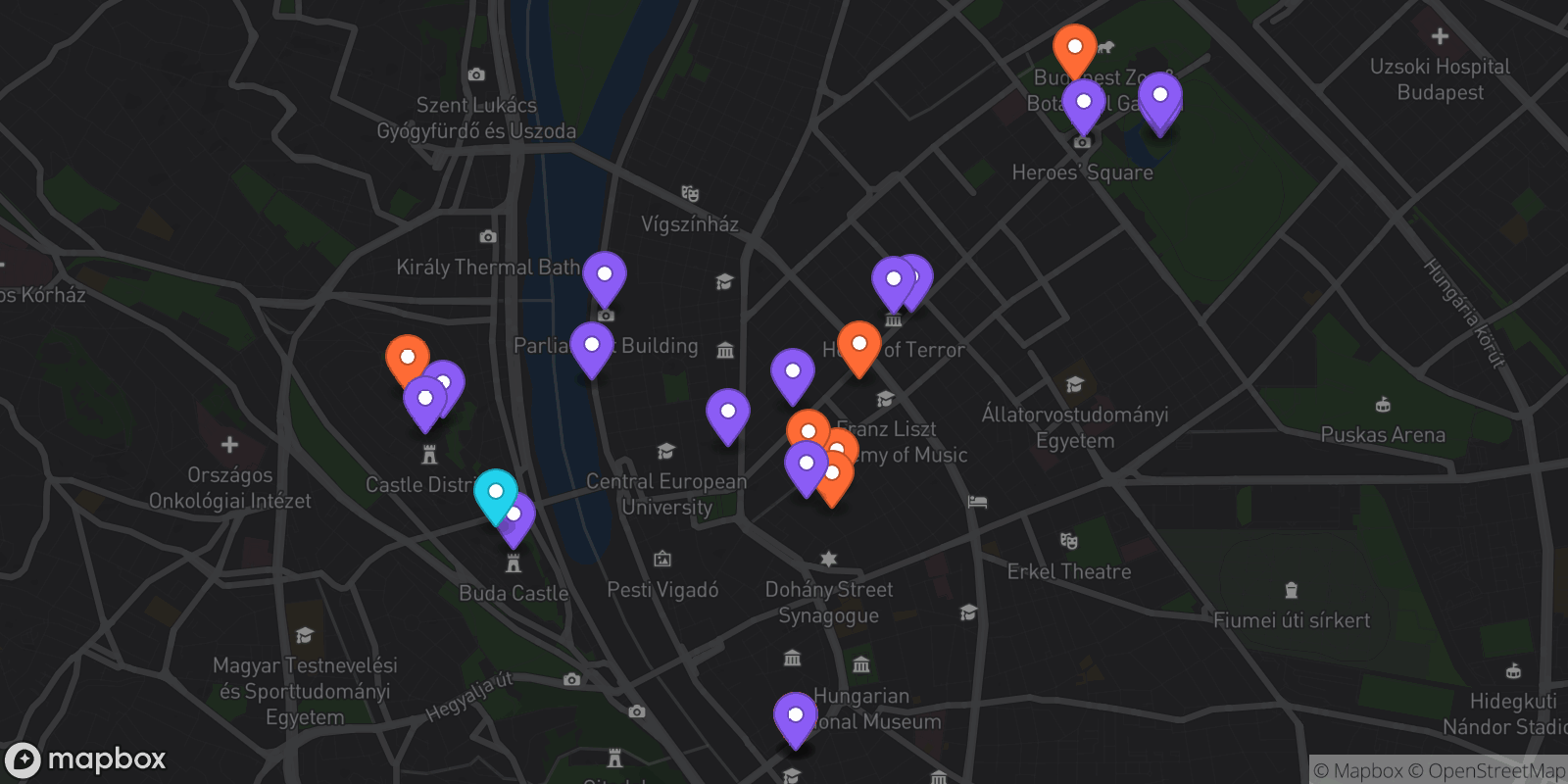 Map showing 24 locations