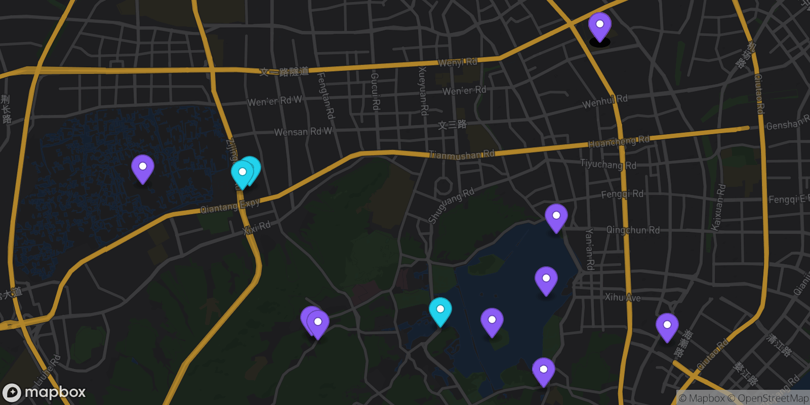 Map showing 40 locations