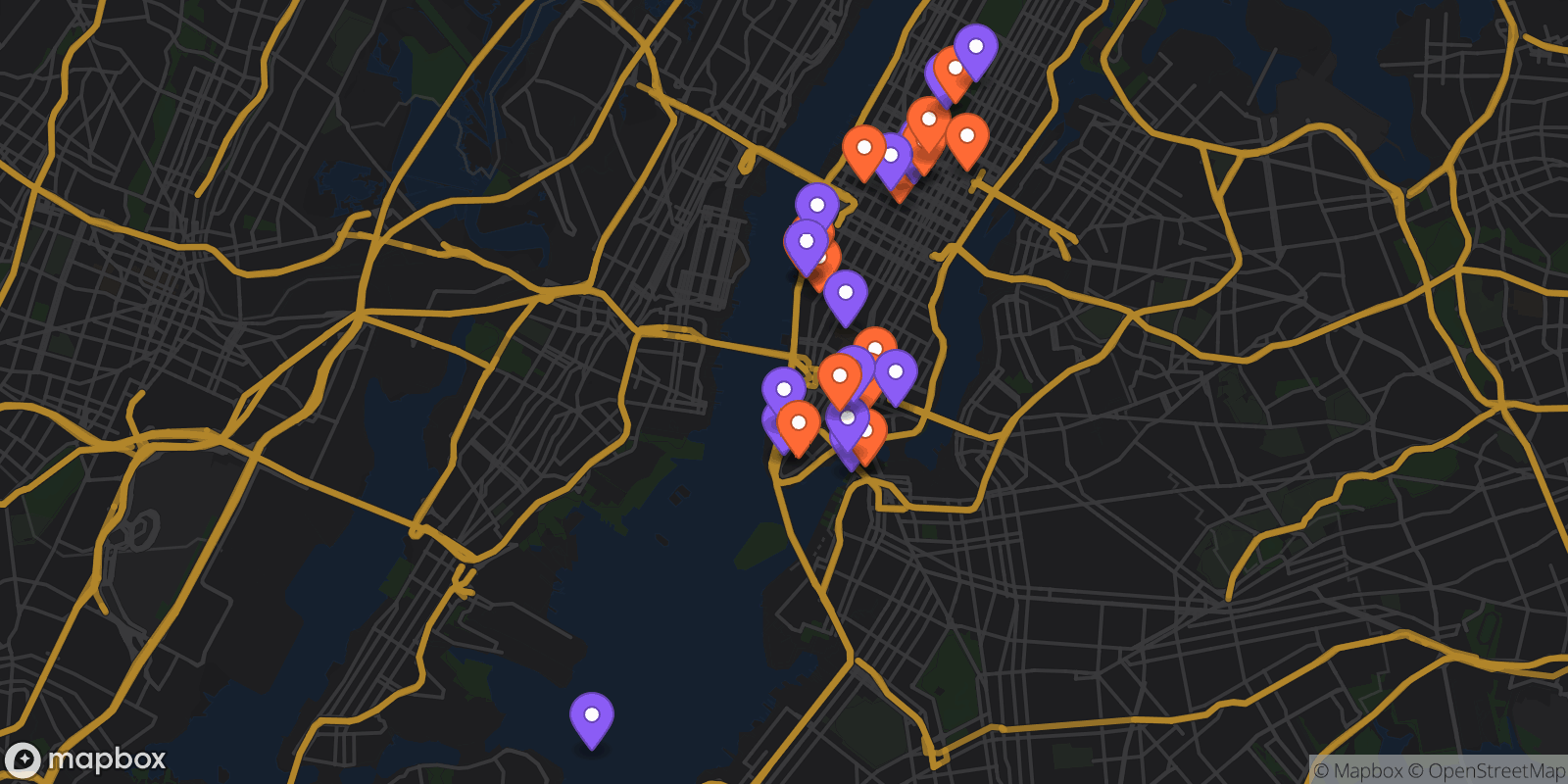 Map showing 30 locations