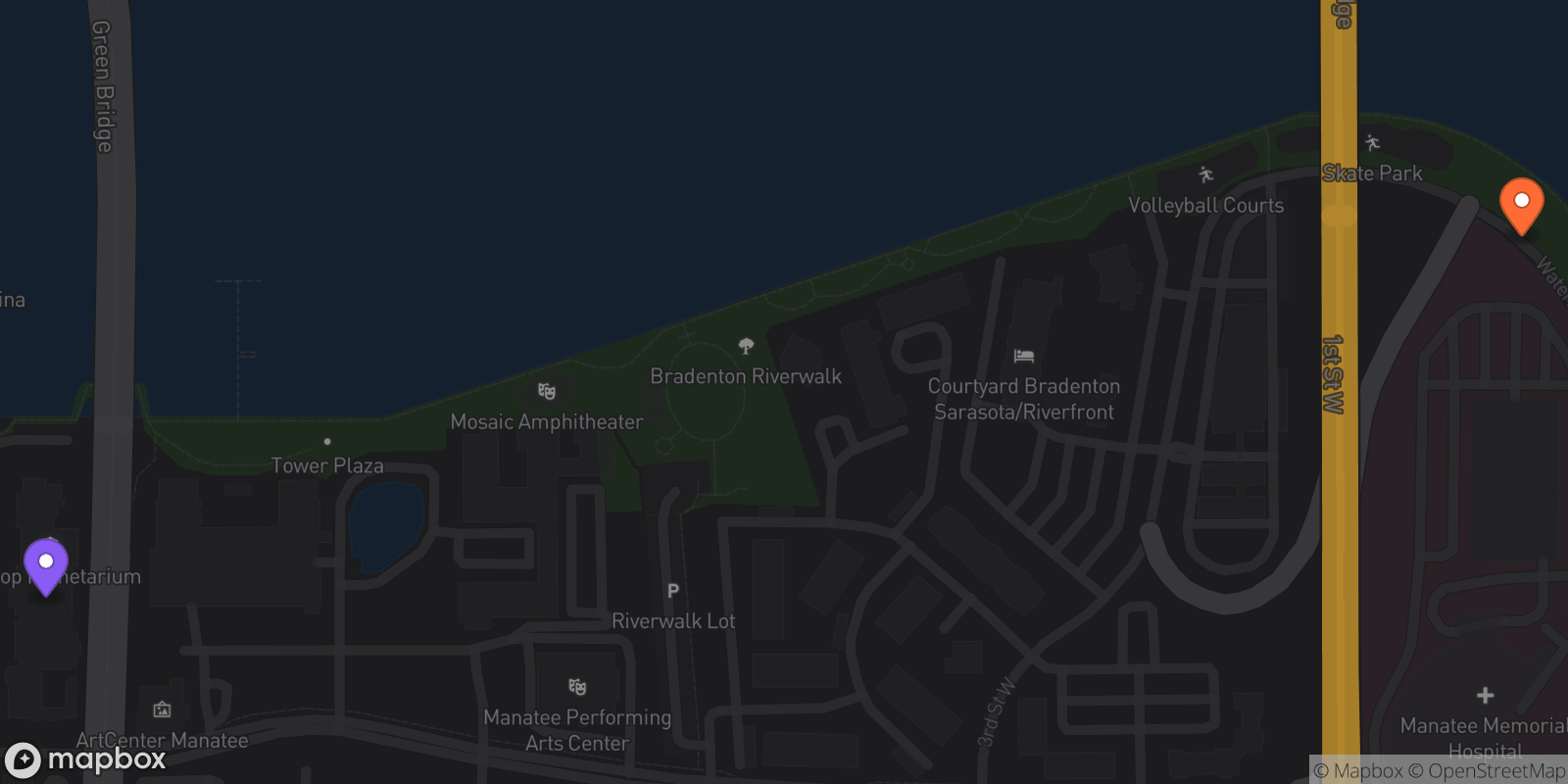Map showing 2 locations