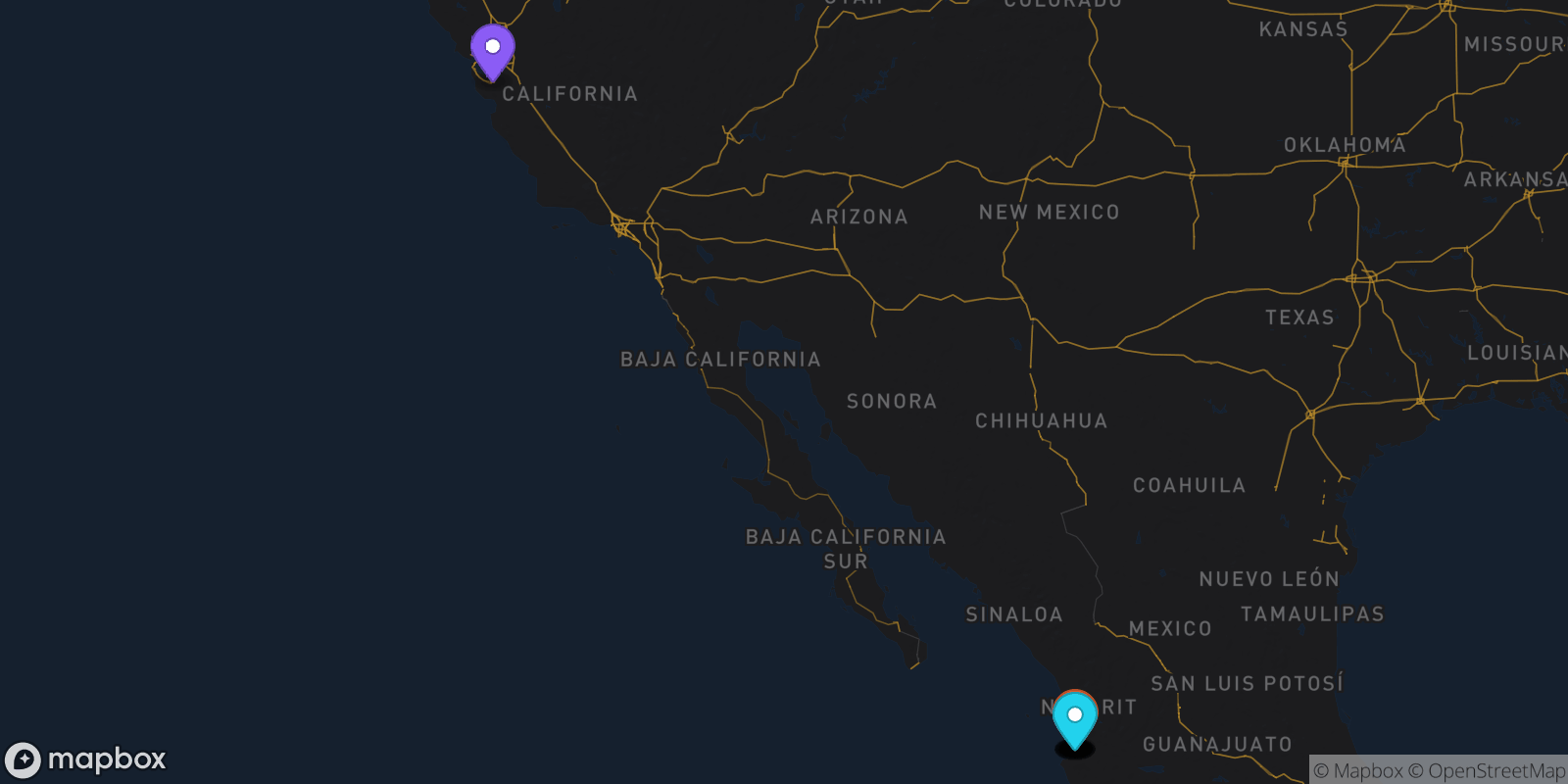Map showing 14 locations
