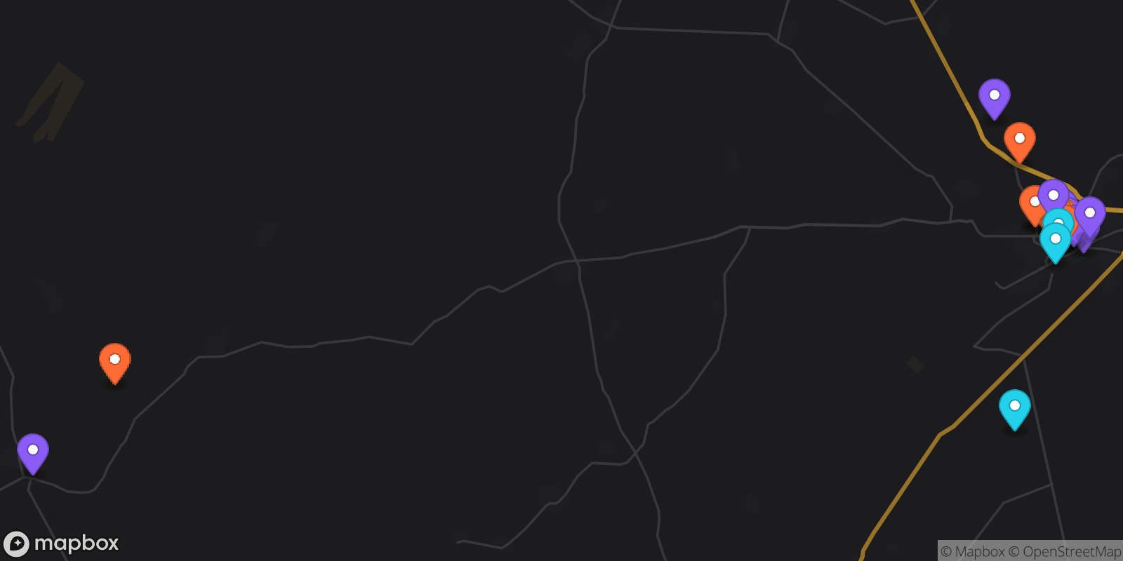 Map showing 32 locations