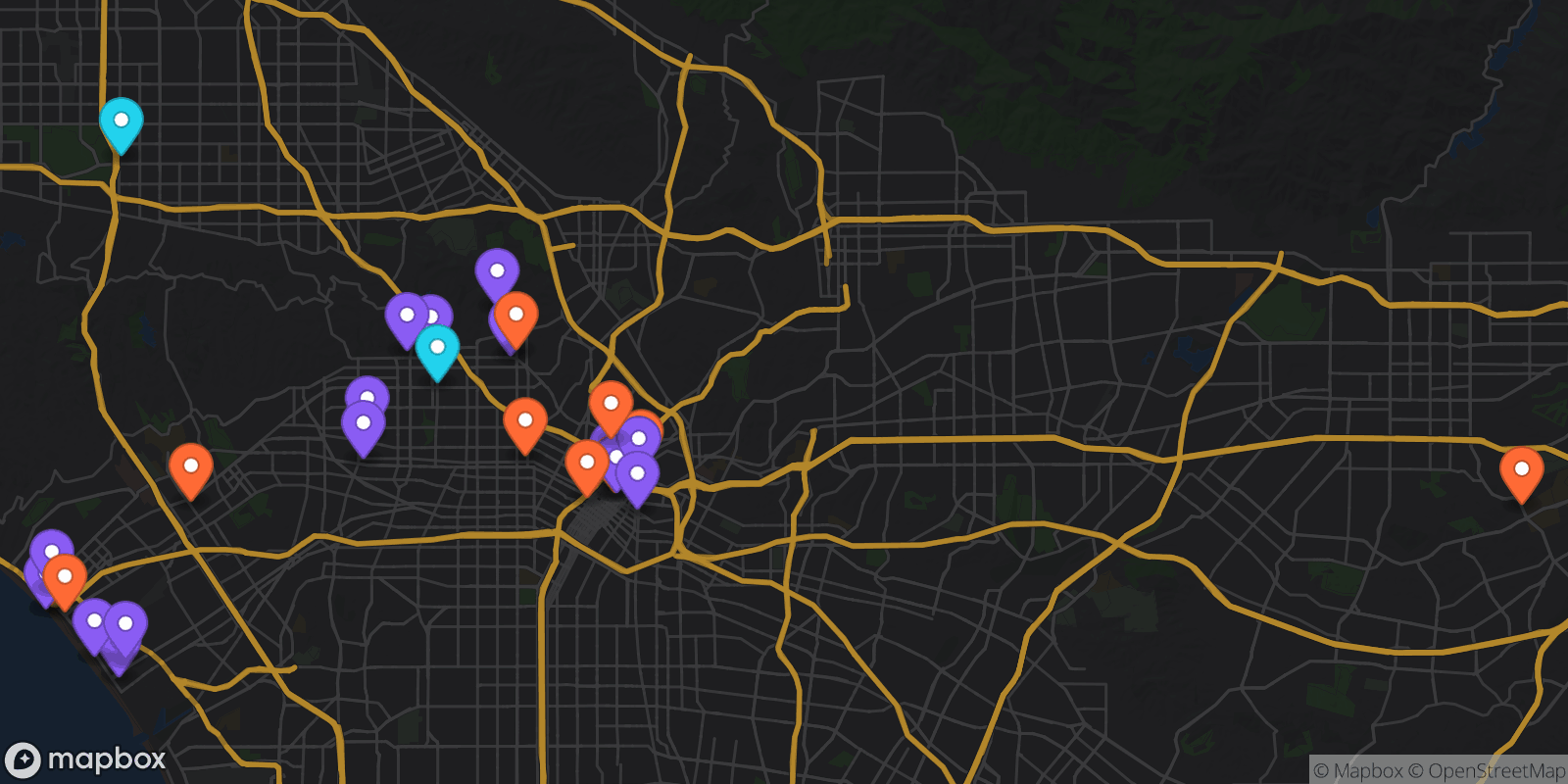Map showing 29 locations