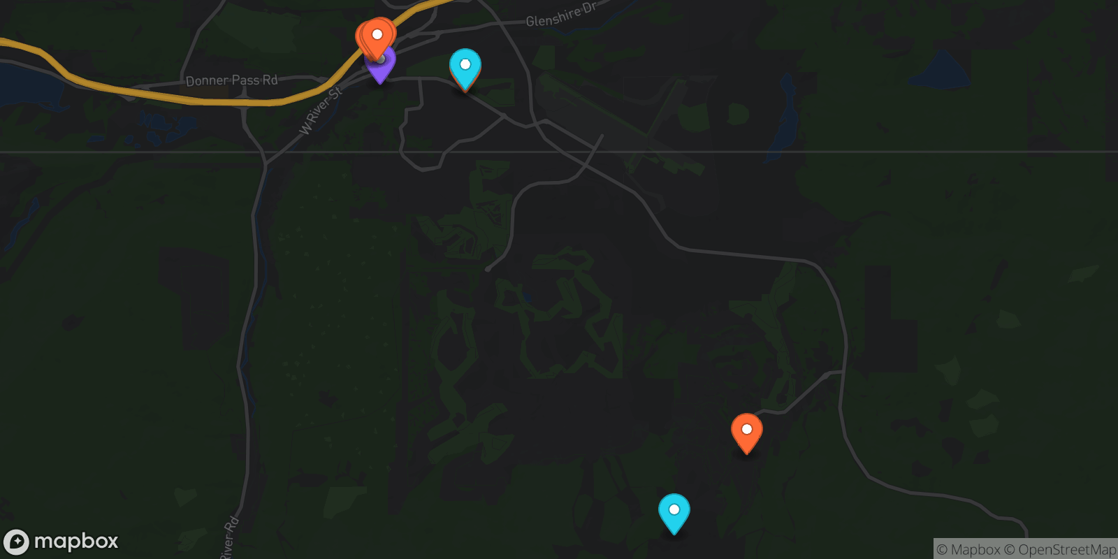 Map showing 9 locations