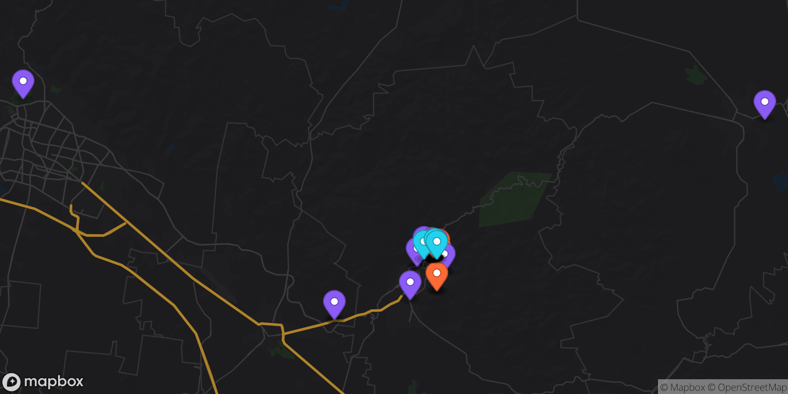 Map showing 46 locations