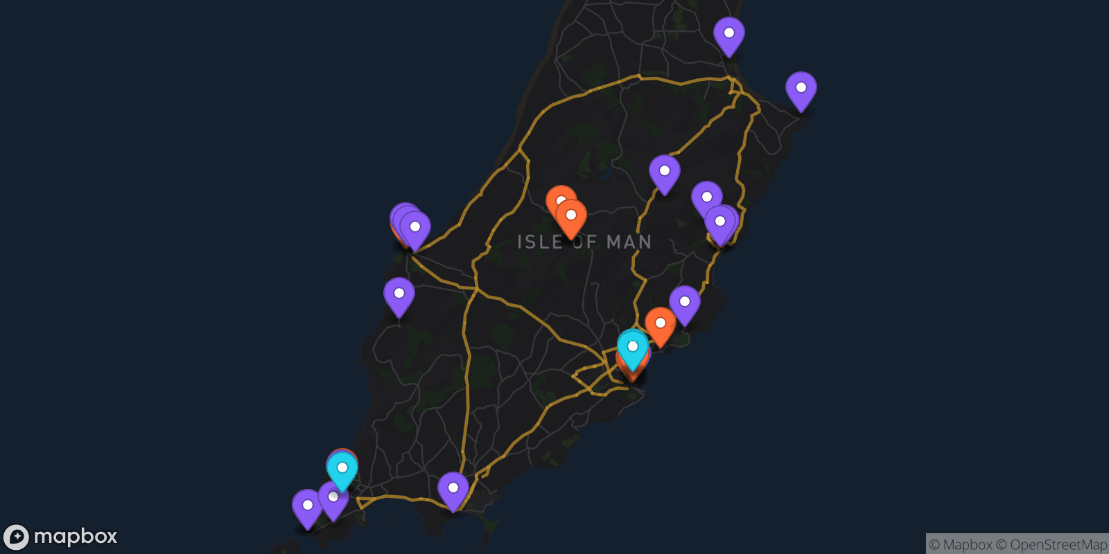 Map showing 35 locations