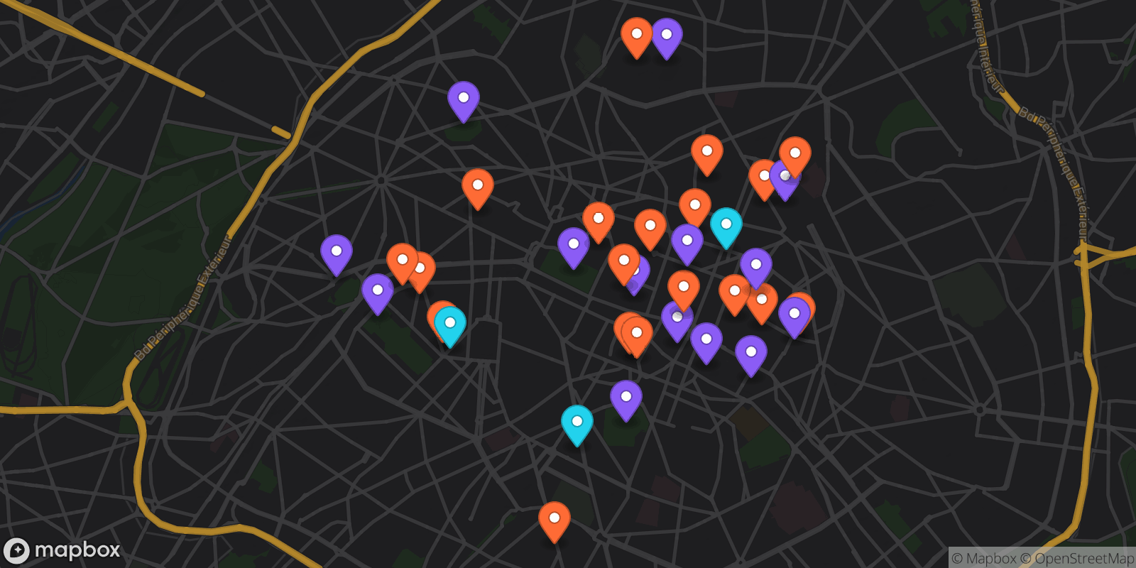 Map showing 36 locations