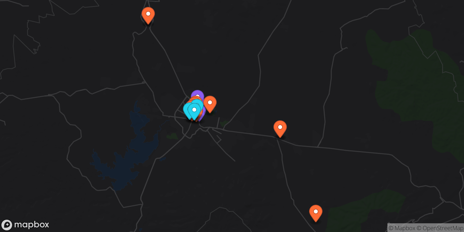 Map showing 39 locations