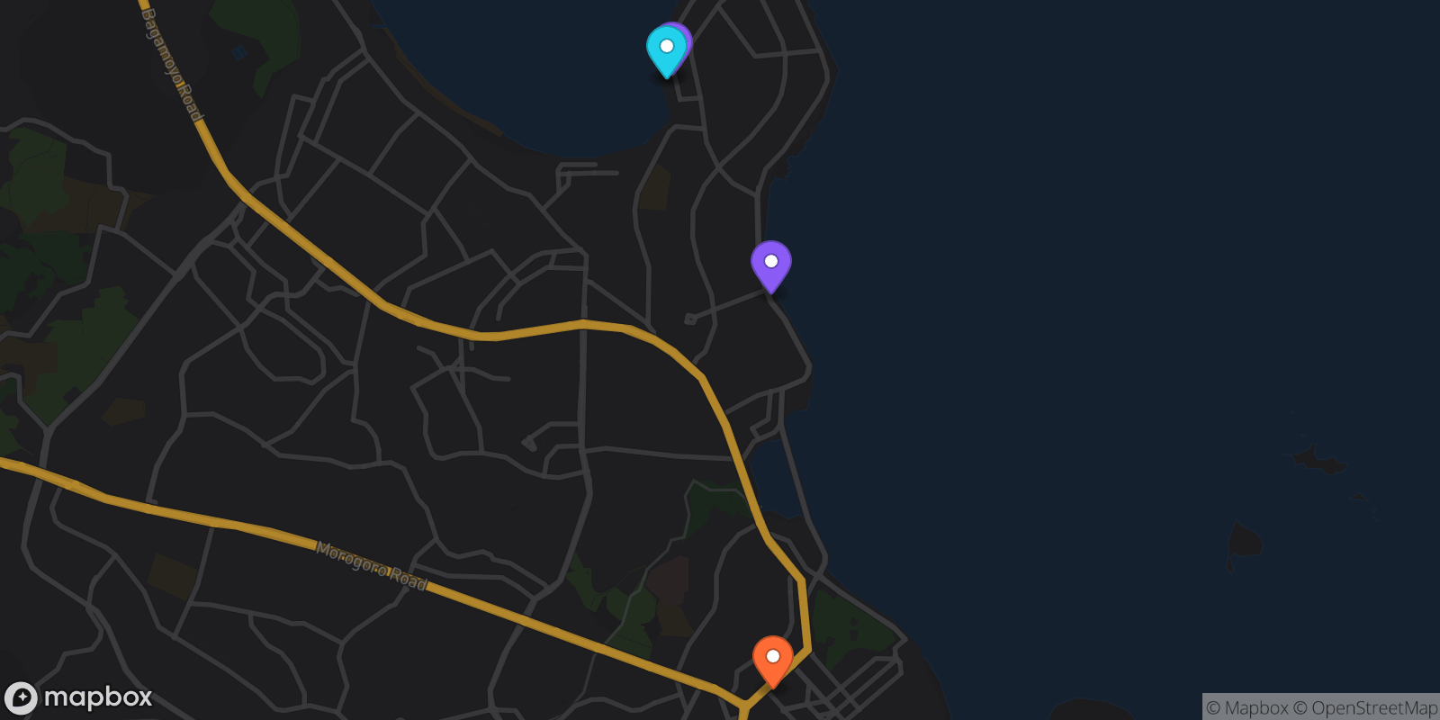 Map showing 4 locations
