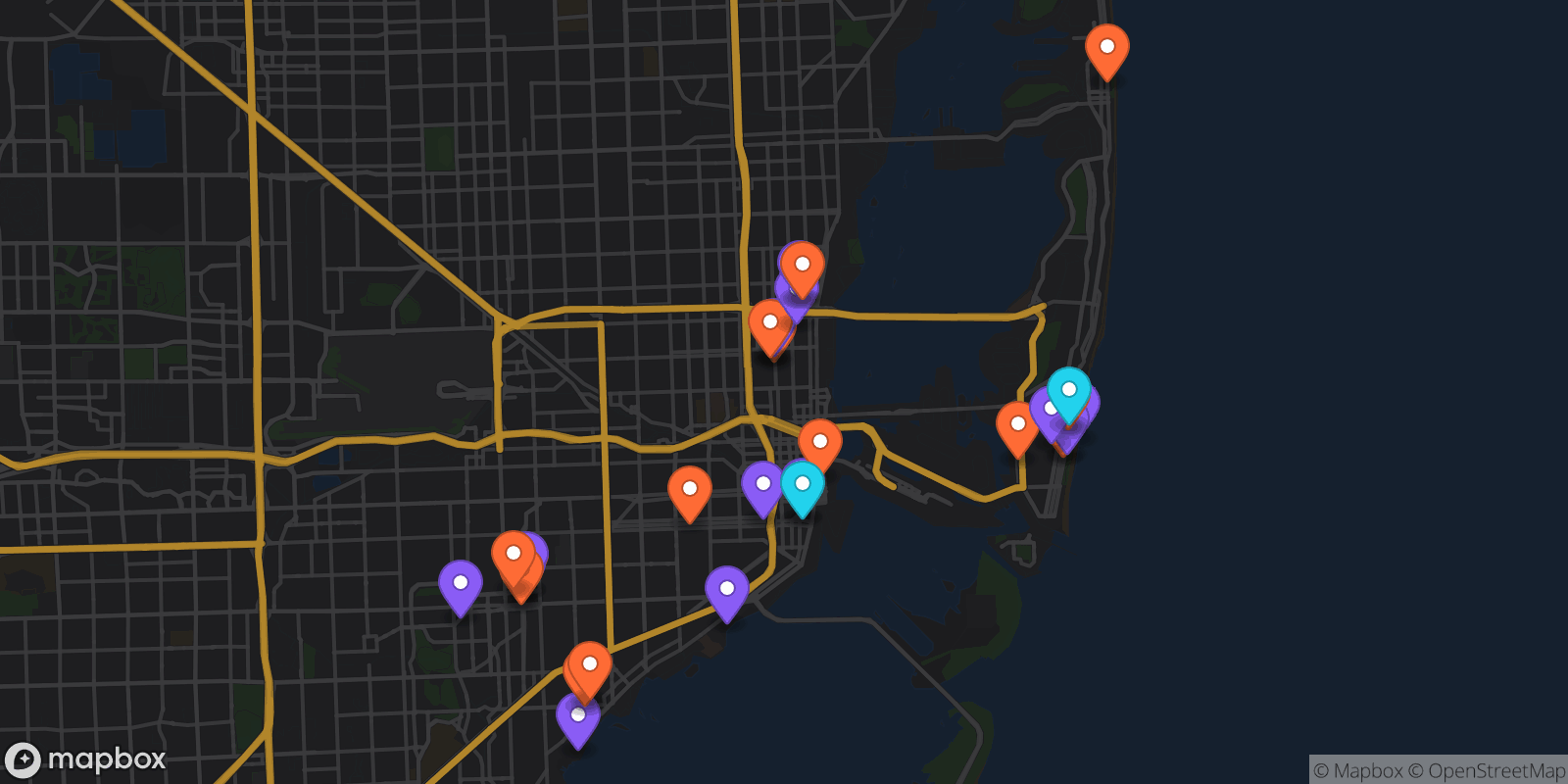 Map showing 29 locations