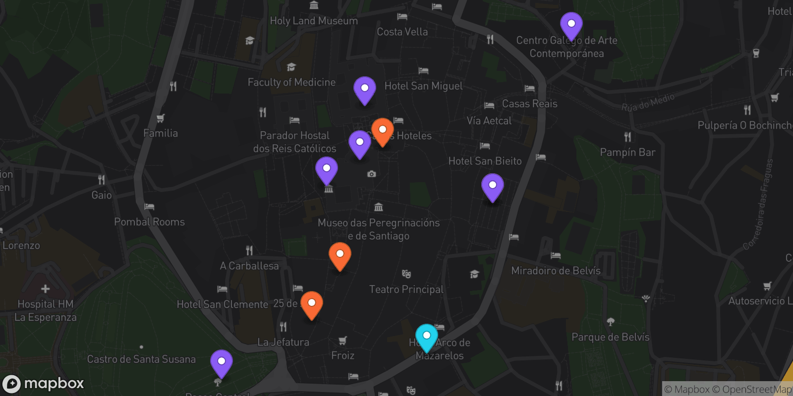 Map showing 11 locations