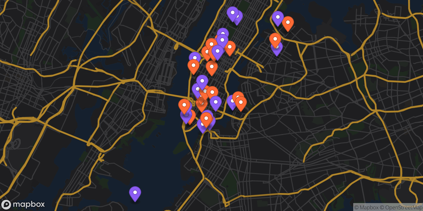 Map showing 40 locations