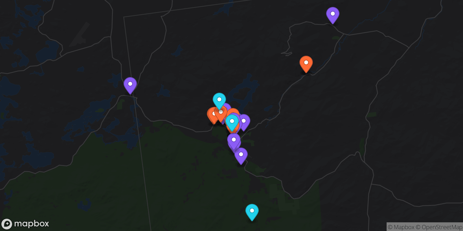Map showing 41 locations