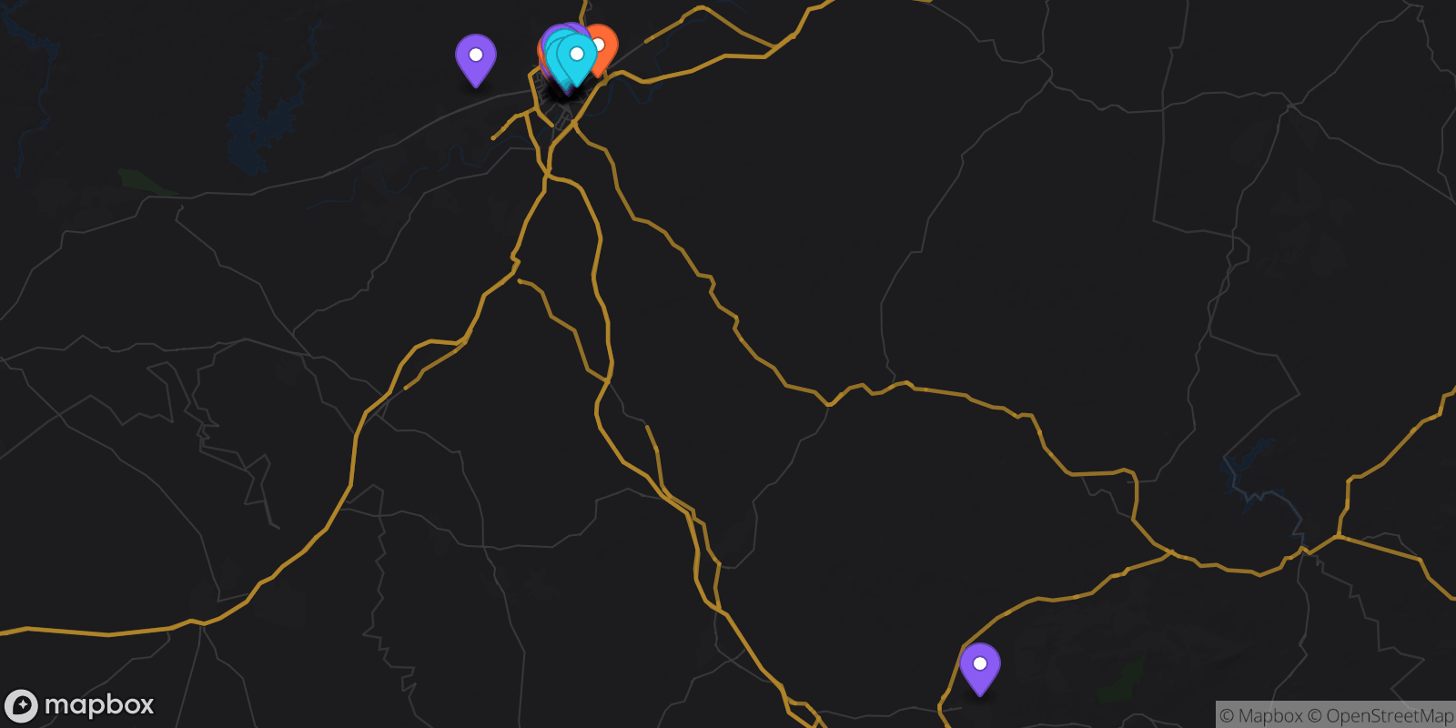 Map showing 32 locations