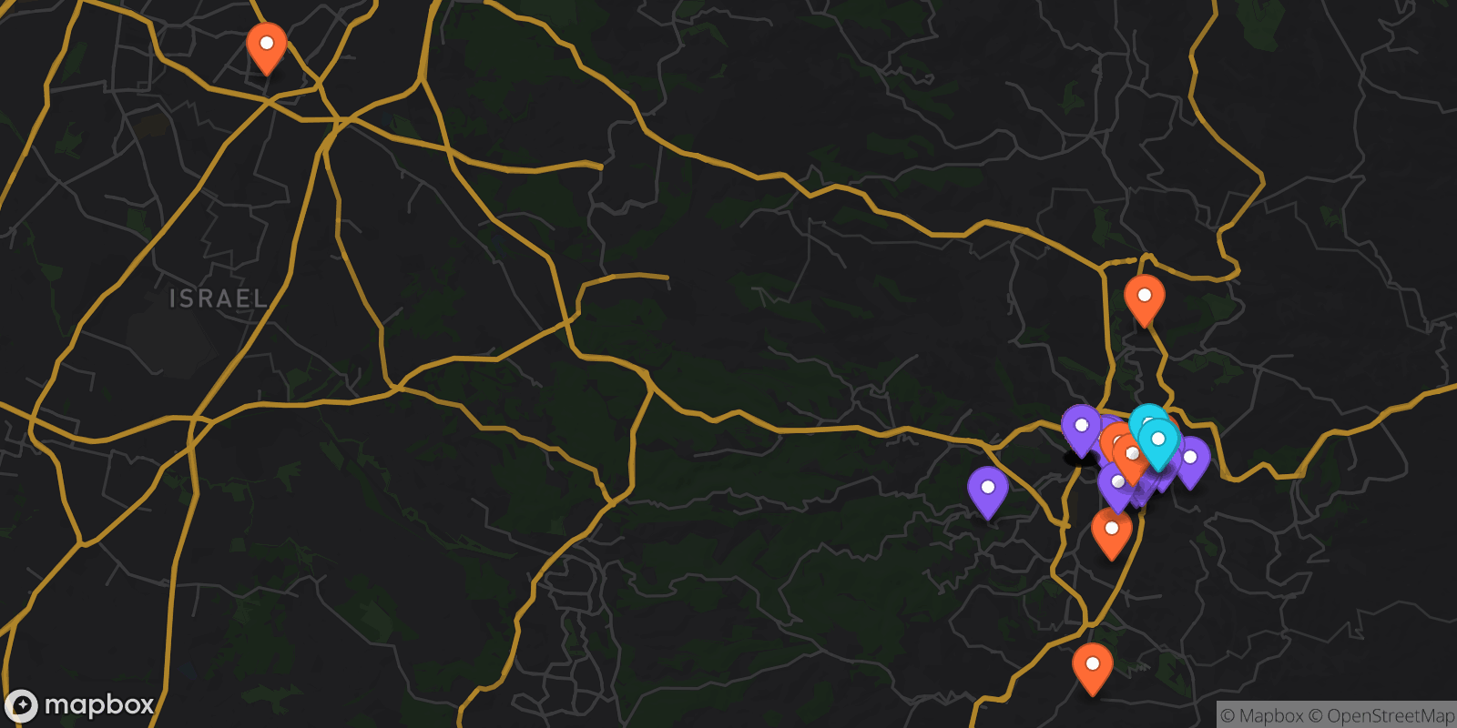Map showing 36 locations