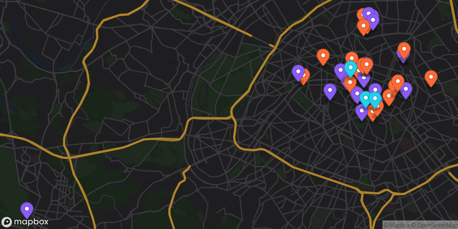 Map showing 40 locations