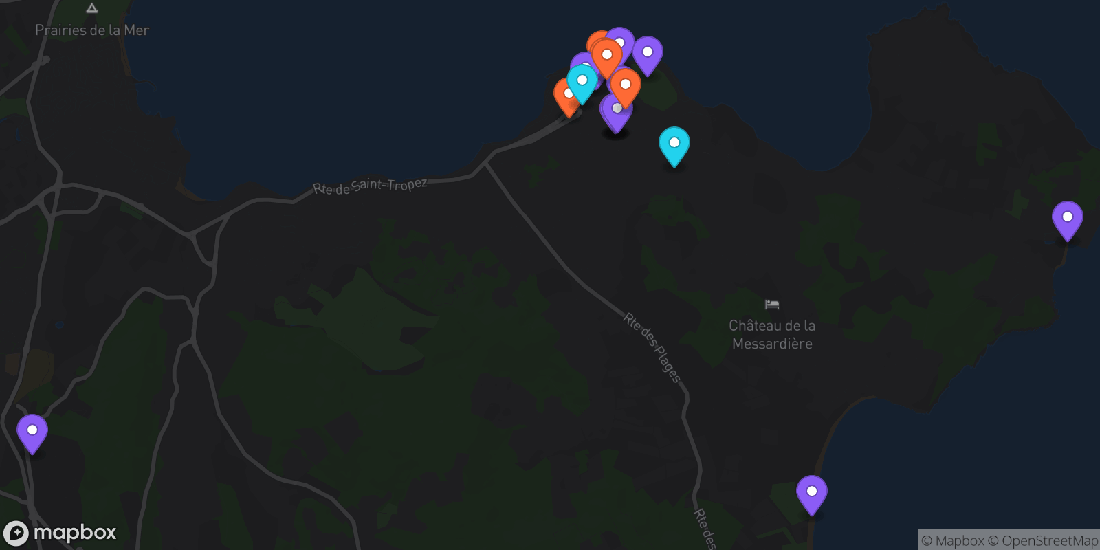 Map showing 19 locations