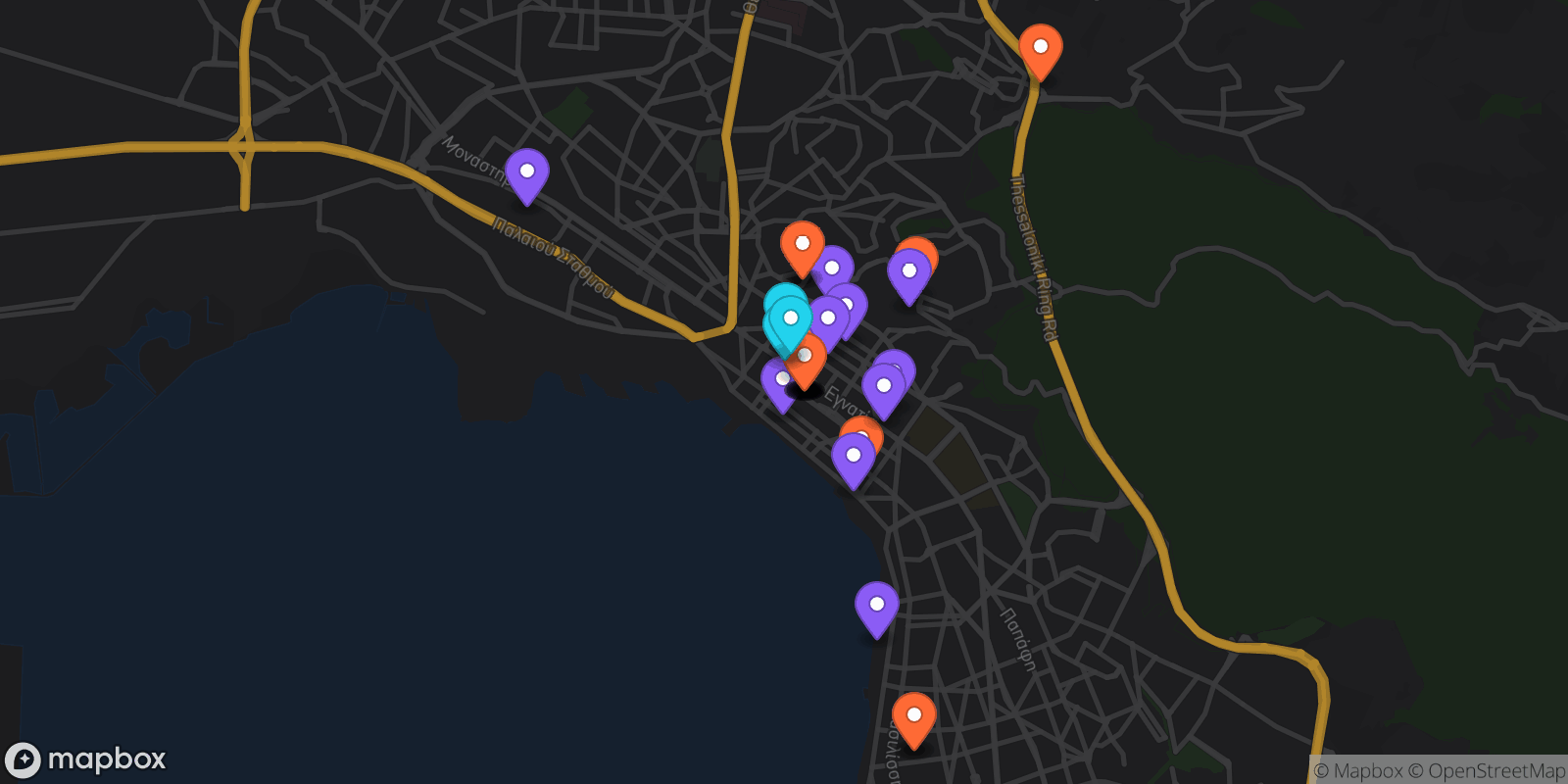 Map showing 32 locations
