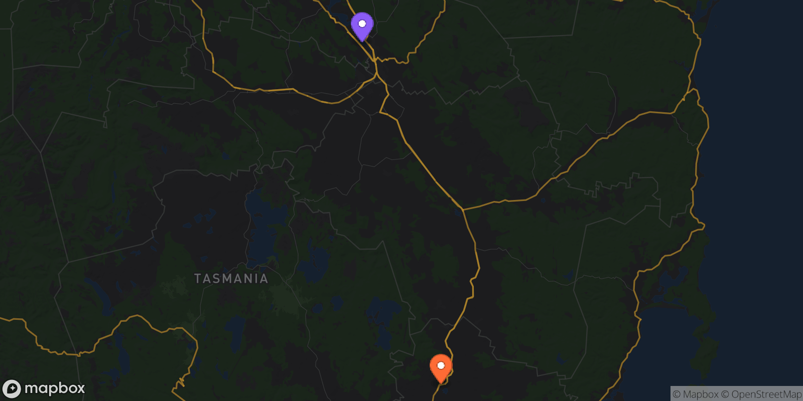 Map showing 2 locations