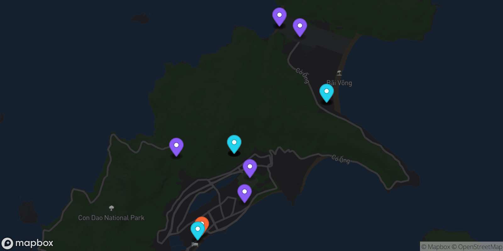 Map showing 24 locations