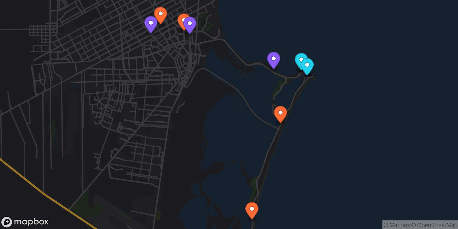 Map showing 11 locations