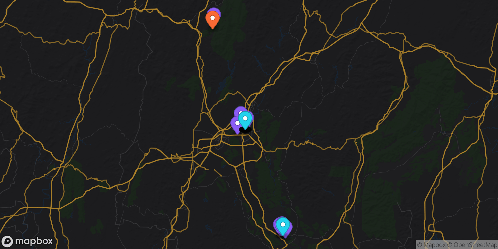 Map showing 40 locations