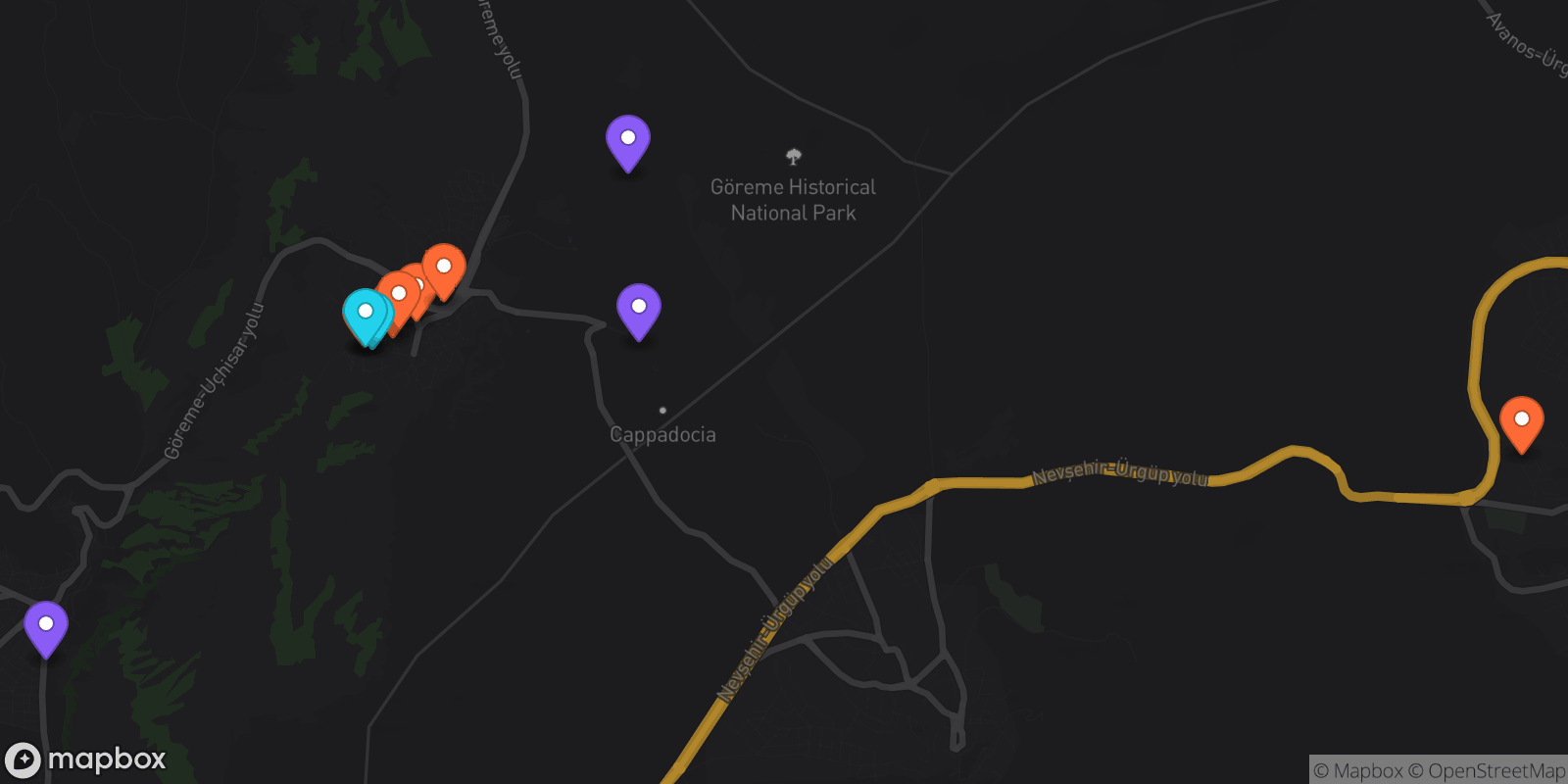 Map showing 11 locations