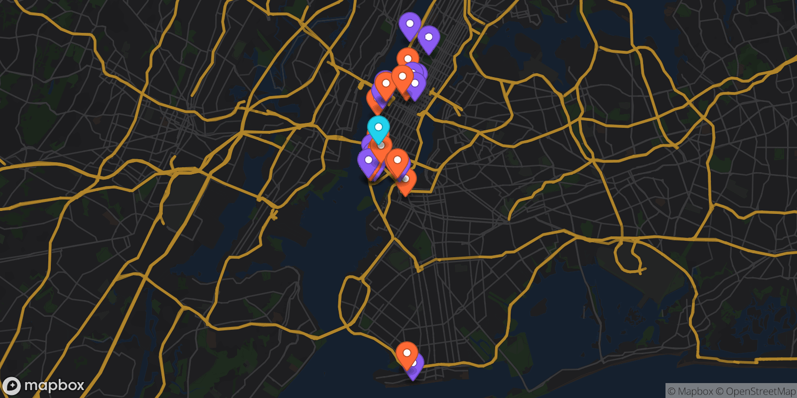 Map showing 29 locations