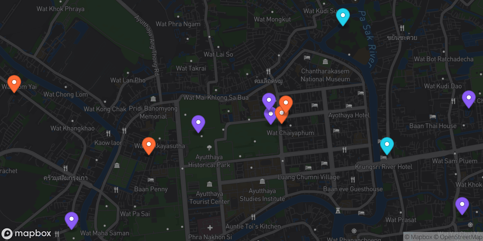Map showing 14 locations