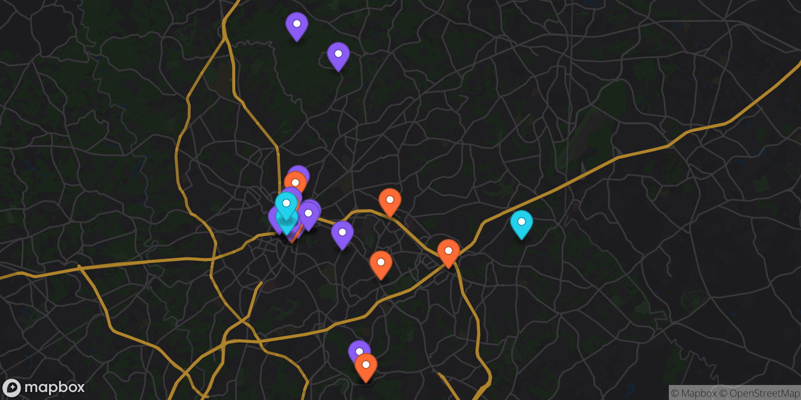 Map showing 39 locations