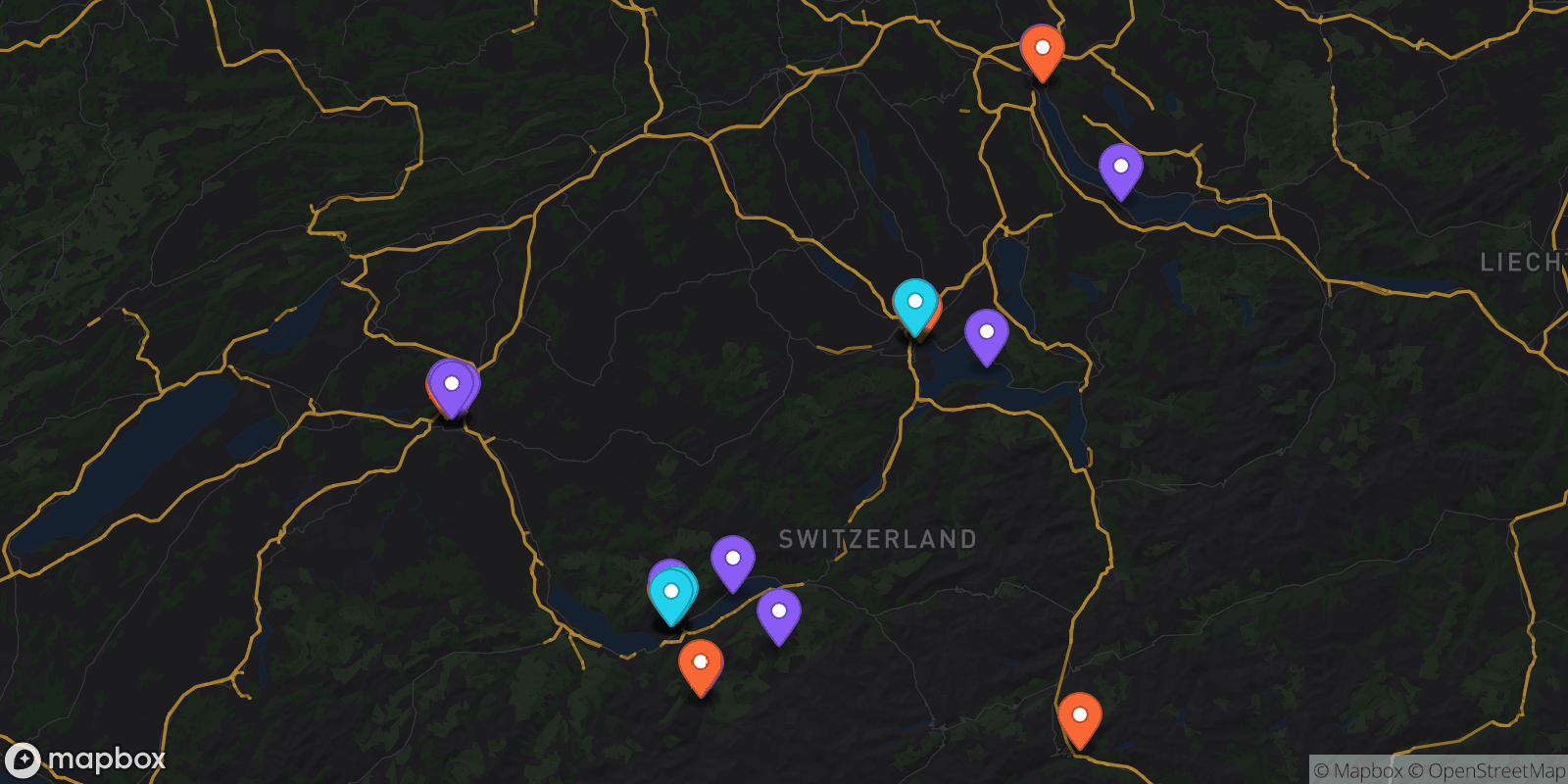 Map showing 29 locations