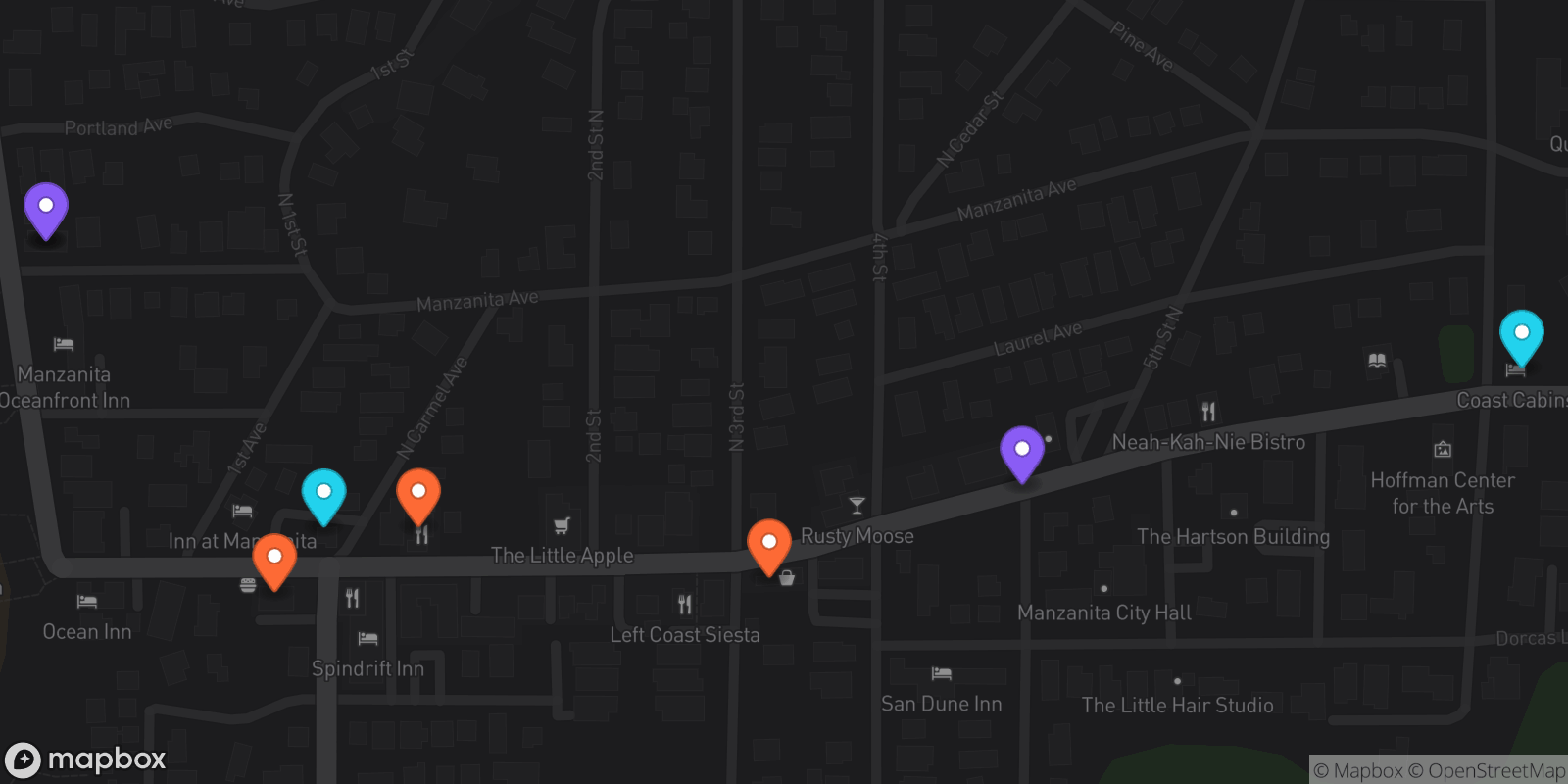 Map showing 8 locations