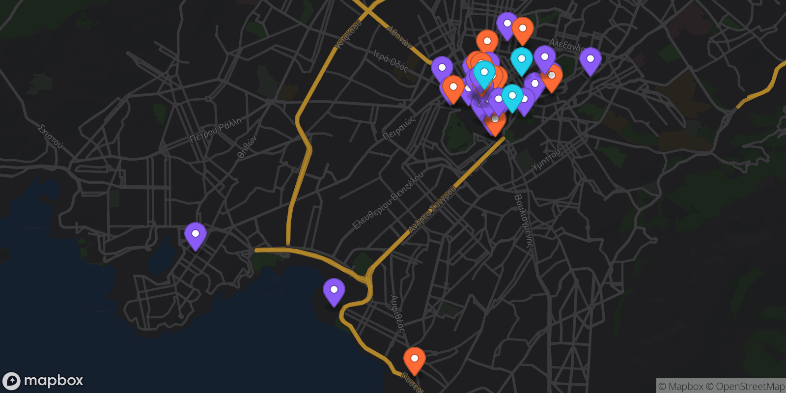 Map showing 39 locations