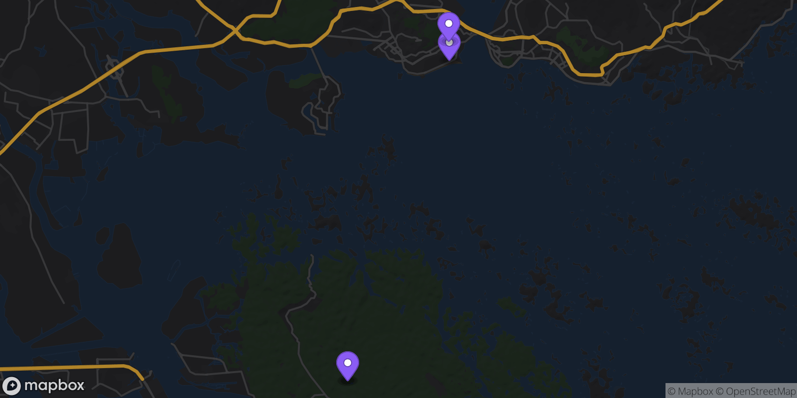 Map showing 4 locations