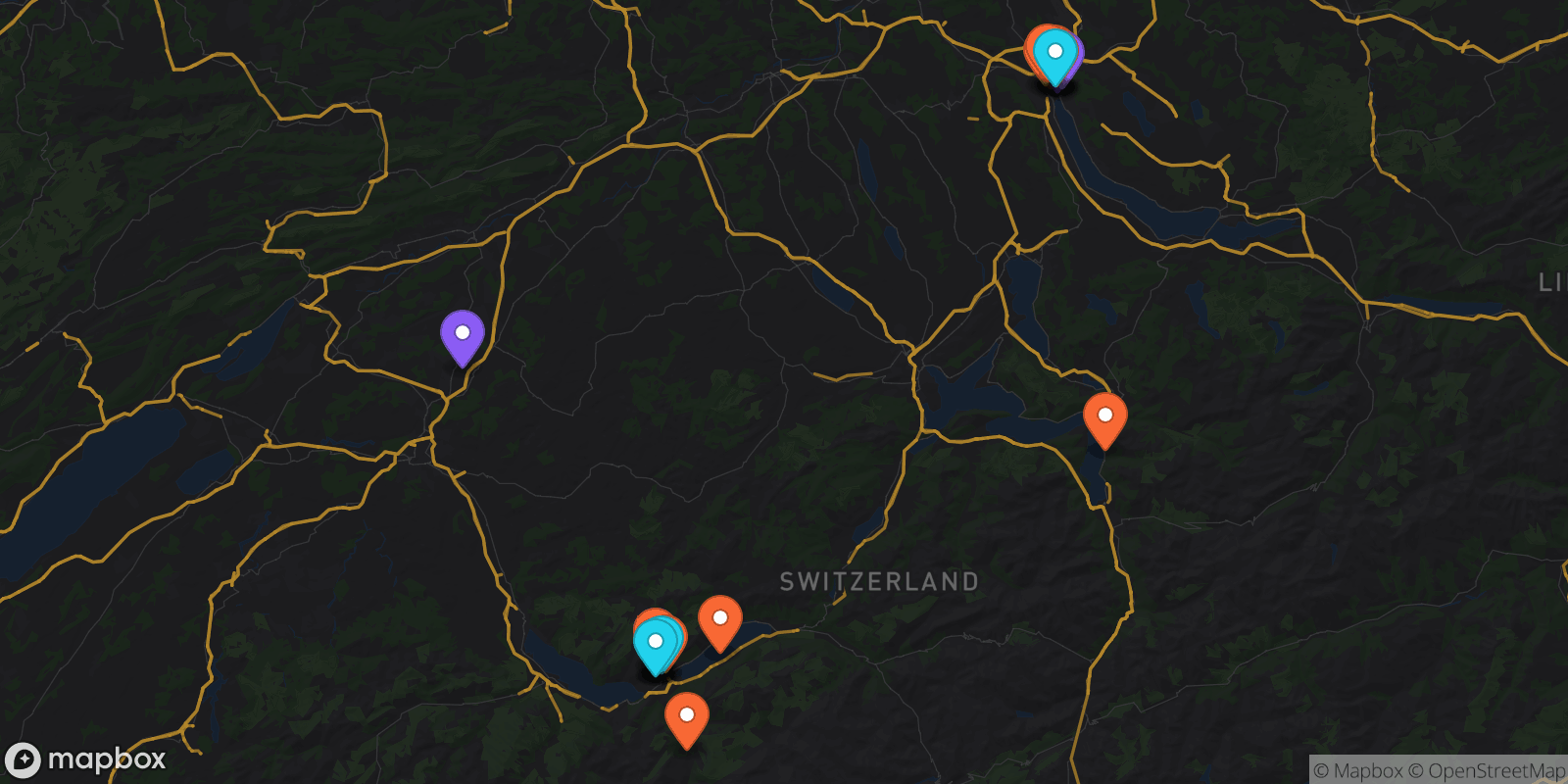 Map showing 24 locations