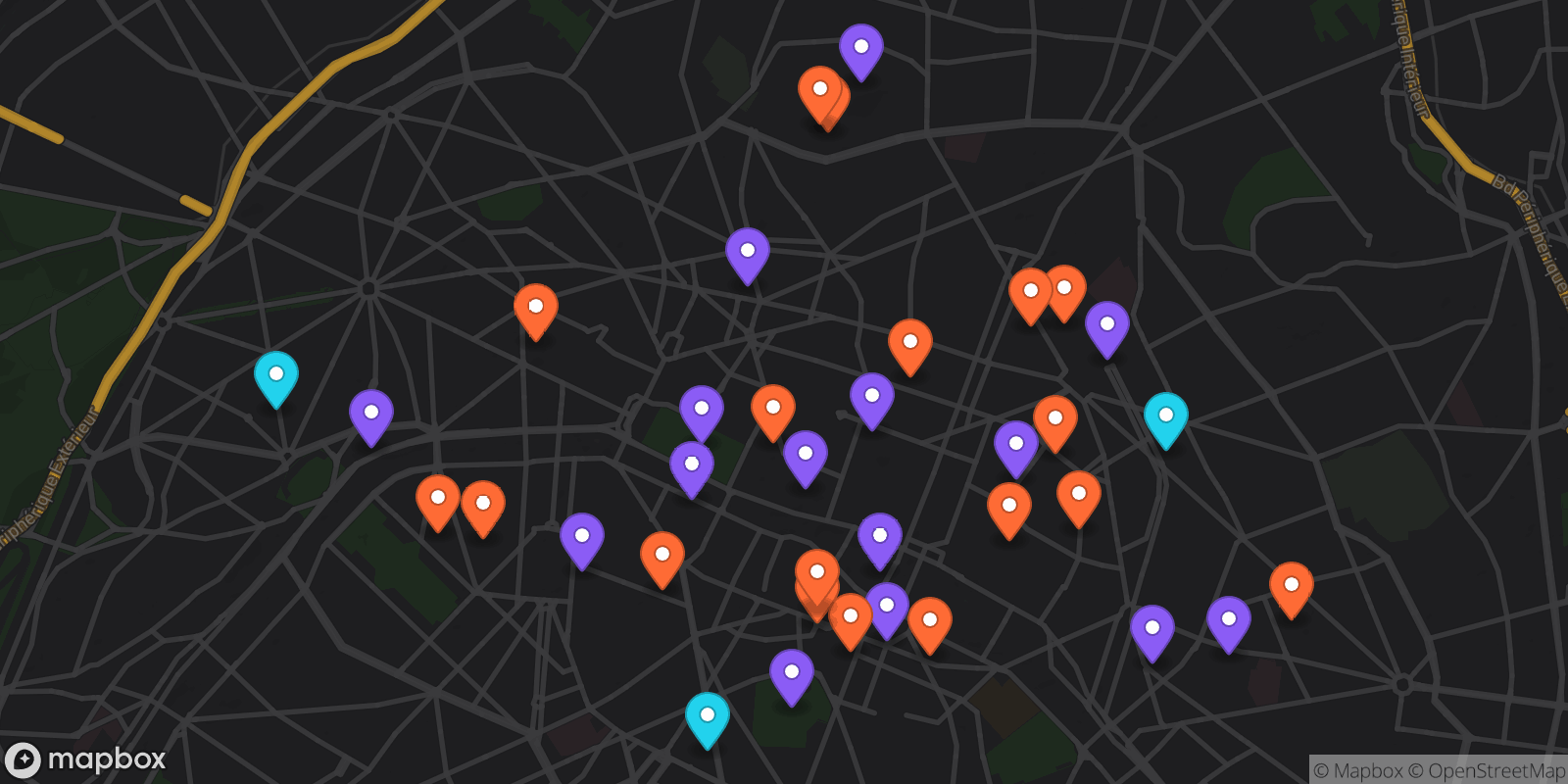 Map showing 36 locations