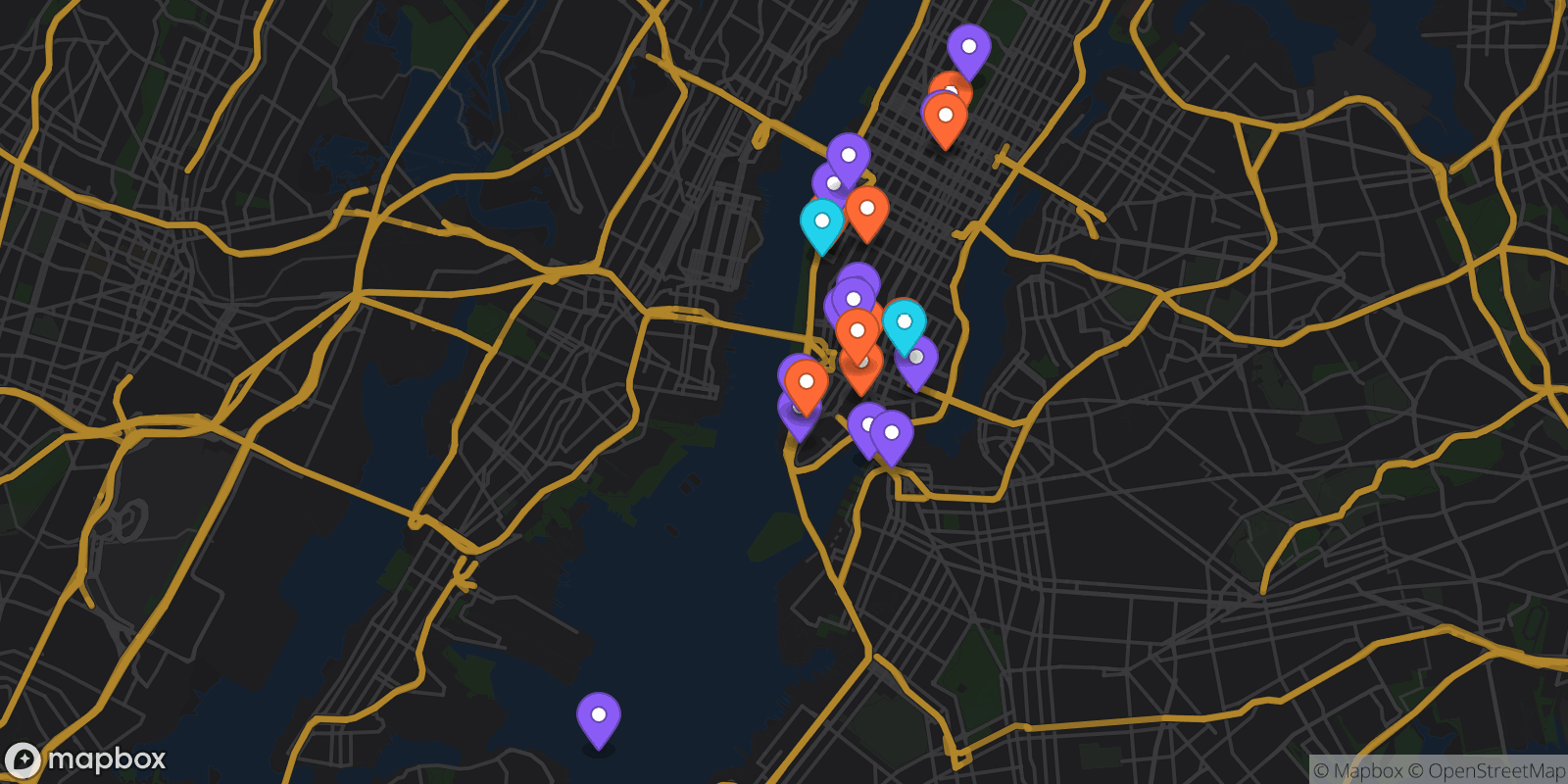 Map showing 24 locations